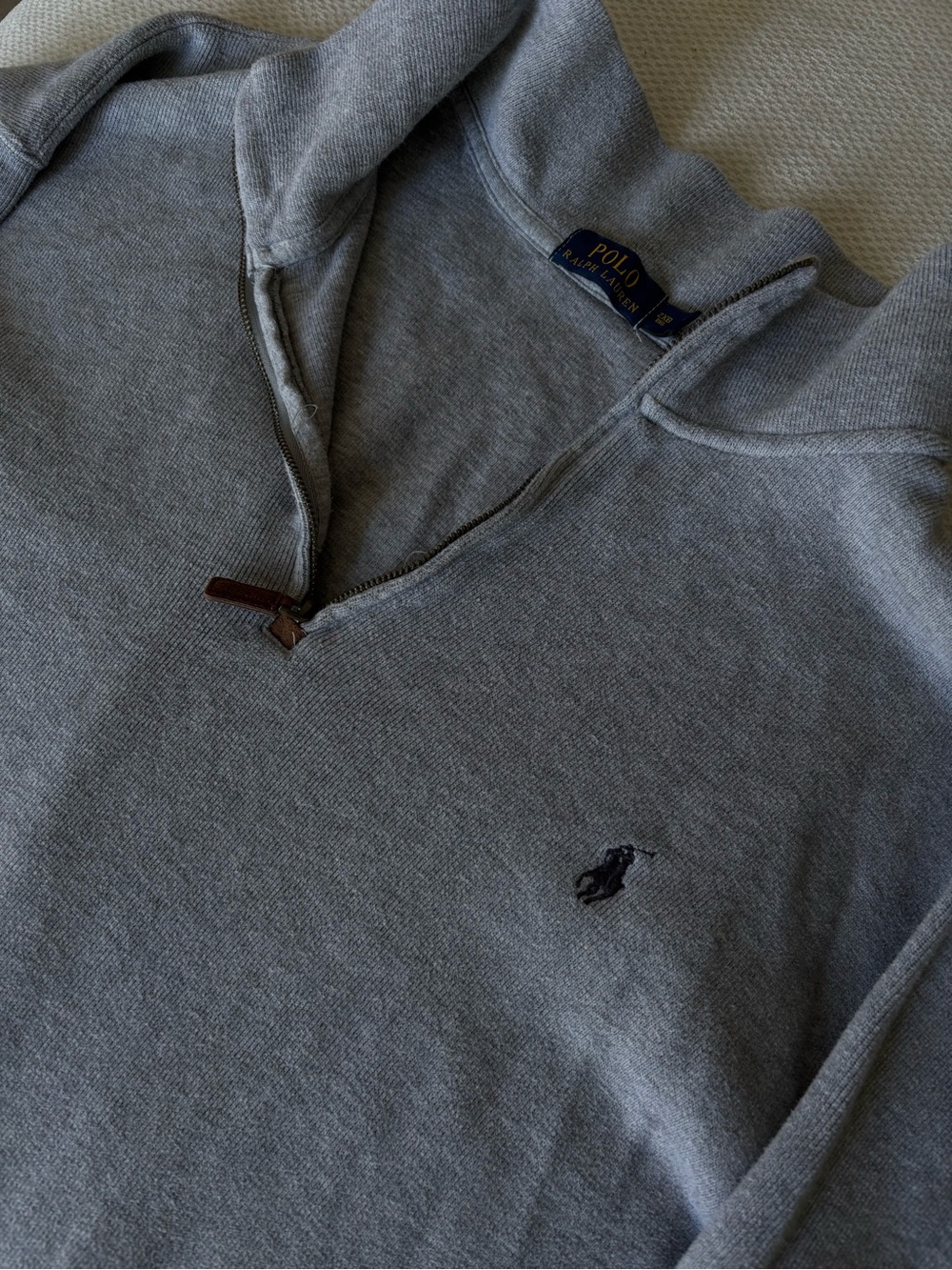 Polo by Ralph Lauren Light Gray Half-Zip Pullover Sweater - Picture 2 of 7